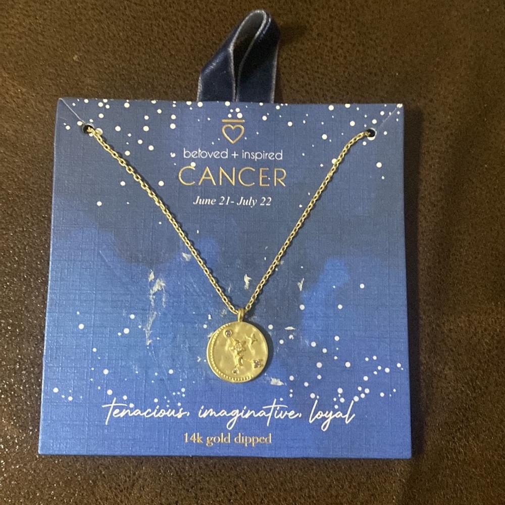 Cancer  Necklace 14K Dipped Beloved+Inspired Zodiac Sign Astrology